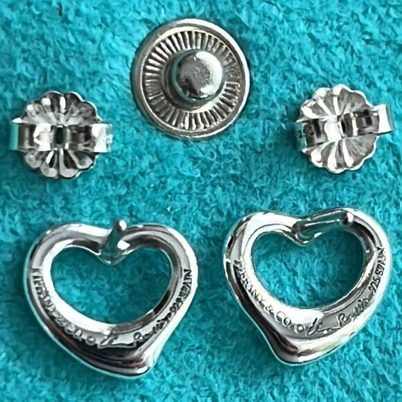 Tiffany & Co. Elsa Peretti Sterling Silver Open Heart 11mm Earrings - LNC - Picture 4 of 4